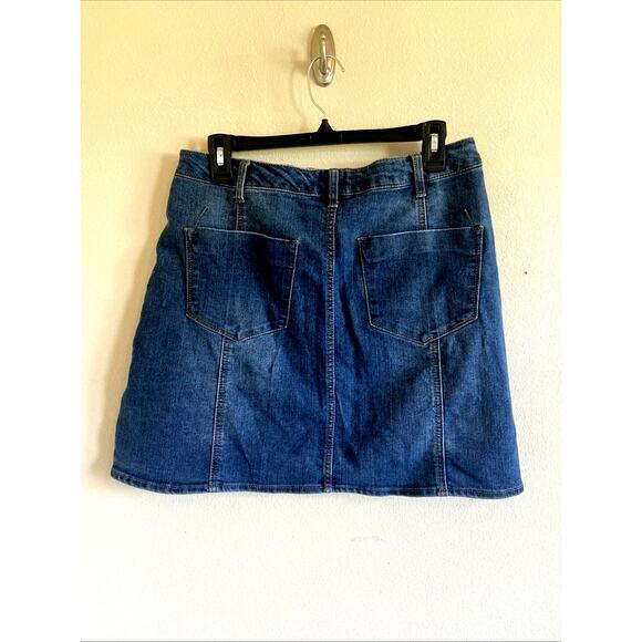 Mossimo Target Button Front Aline 90s Y2K Style Stretch Denim Blue Jean Skirt 14 - Picture 5 of 10